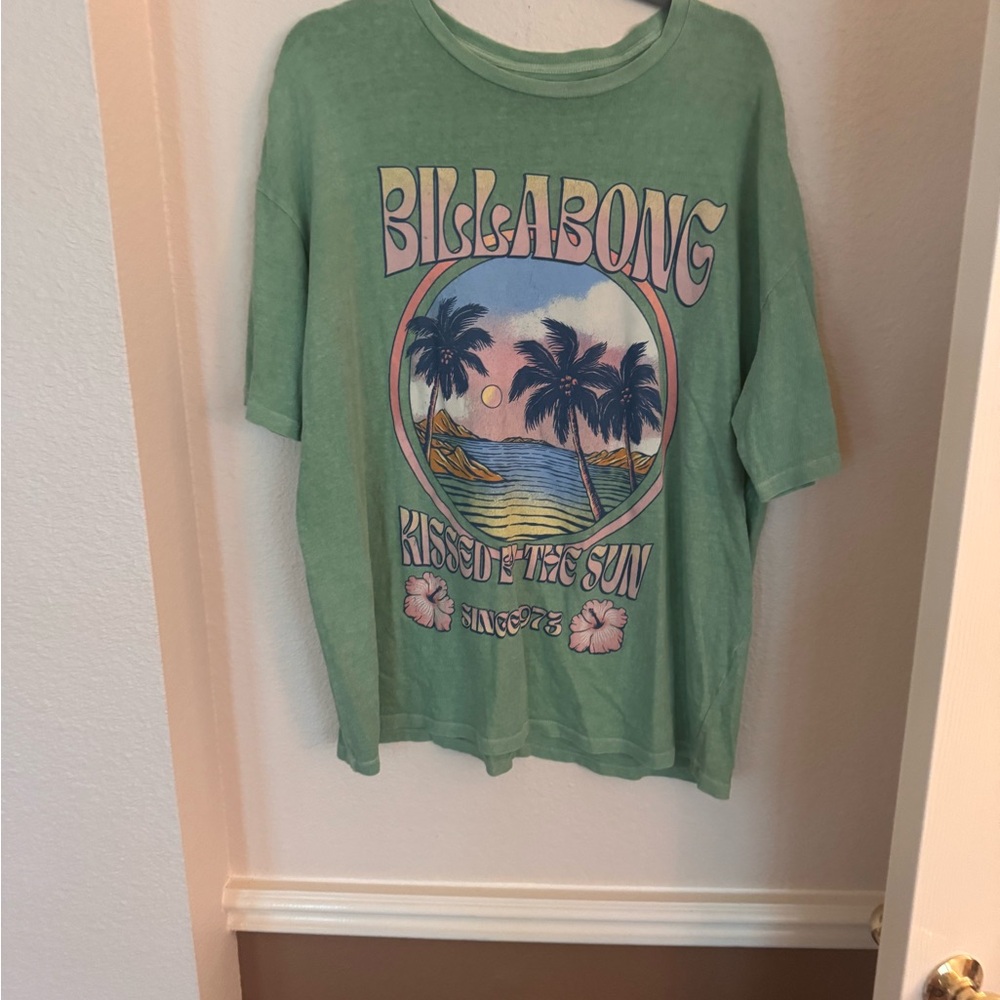 Billabong Green Short Sleeve Tee with Retro Graphic